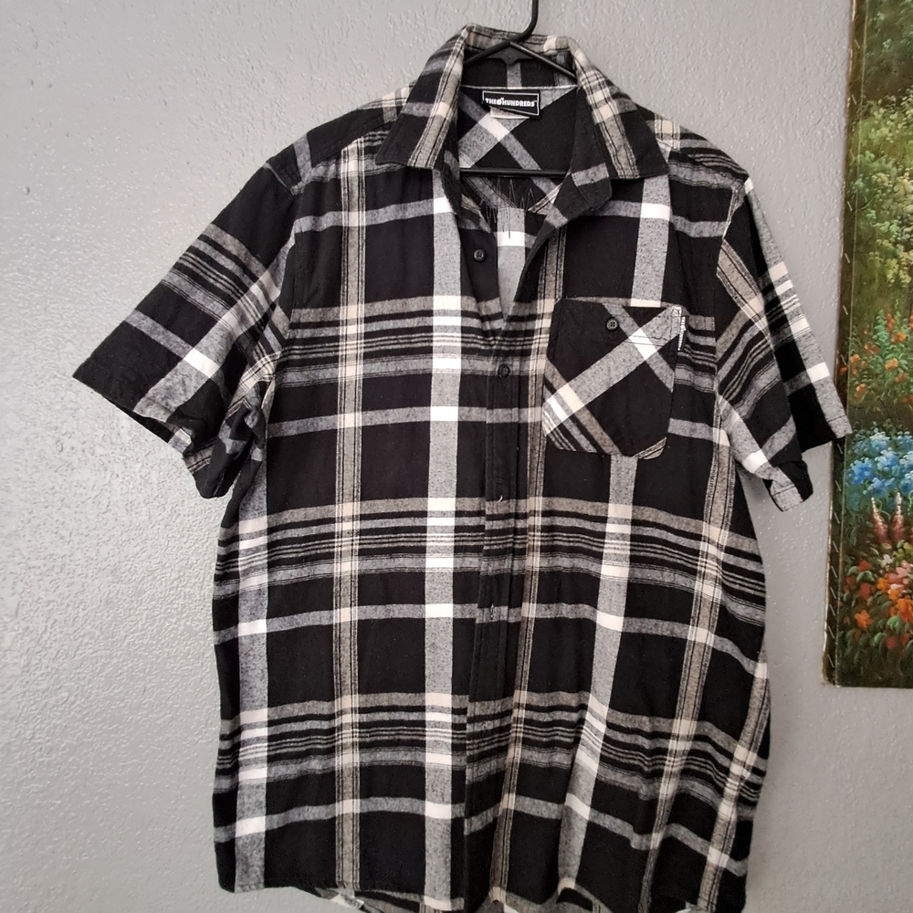 The Hundreds Black and White Plaid Men's Flannel .